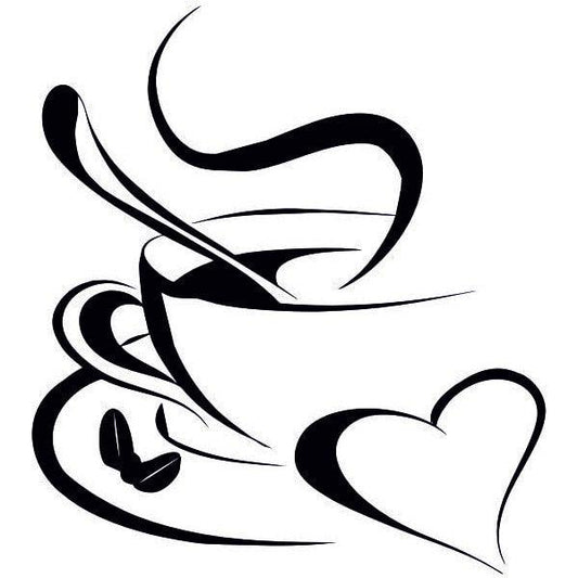 Coffee-themed sand art kit with template, instructions, and colorful sand.