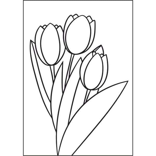 Tulipán csokor homokkép sablon színezéshez és homokfestéshez.
