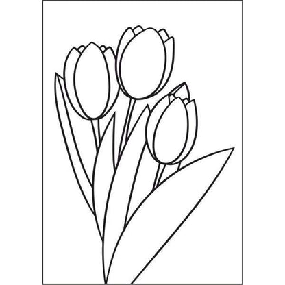 Tulipán csokor homokkép sablon színezéshez és homokfestéshez.
