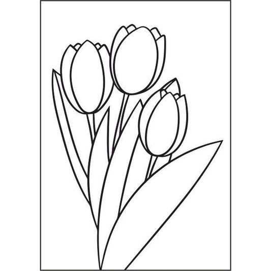 Tulipán csokor homokkép sablon színezéshez és homokfestéshez.