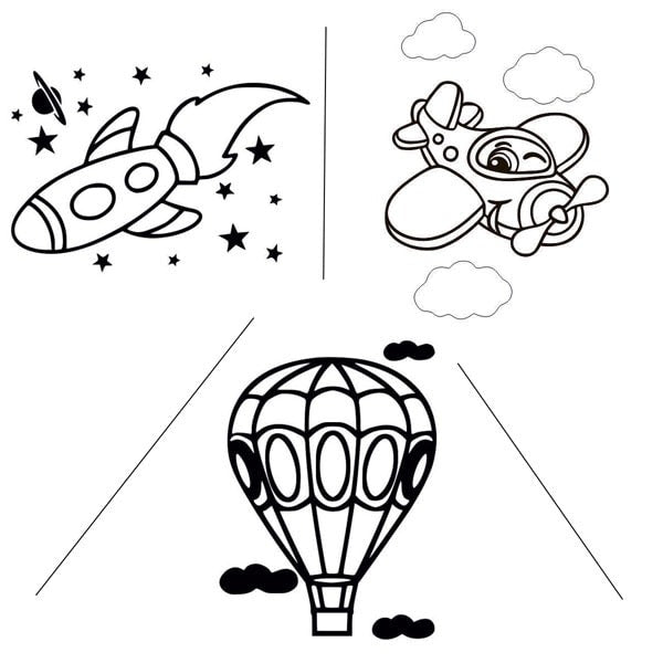 Aircraft sand art kit with three A4 templates and colored sand.