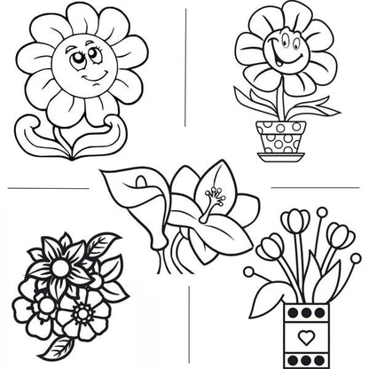 Flower sand art kit with five A4 templates for creative activities.