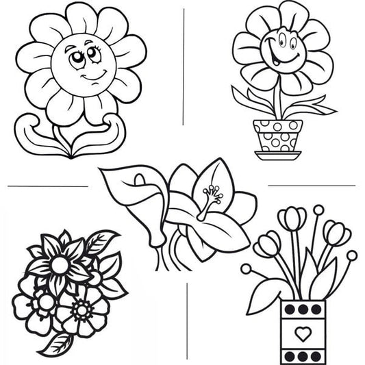 Flower sand art kit with five A4 templates for creative activities.
