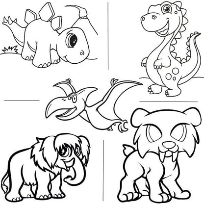 Ősidő állatai homokkép csomag sablonképek dinoszauruszokkal és mamuttal.