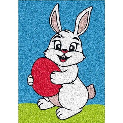 Ölelő nyúl homokkép színes sablonkép gyerekeknek.