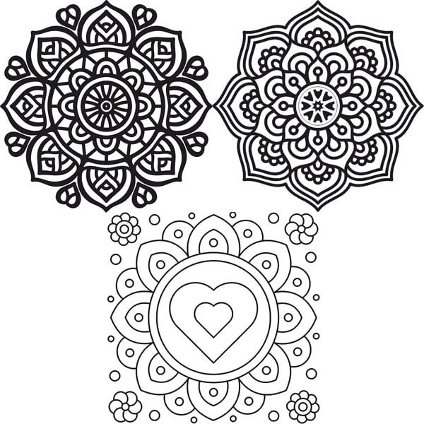 Mandala sand art templates with intricate designs from the Mandala homokkép csomag.