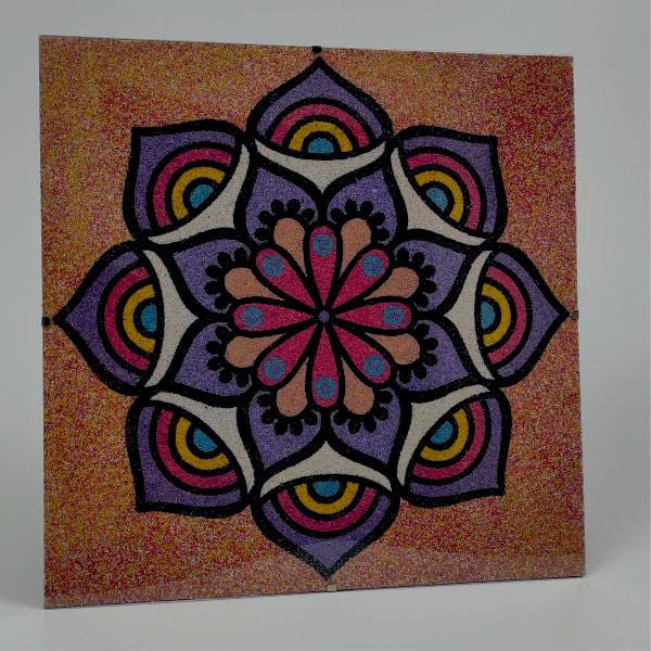 Klipszes képtartó Mandalához, plexi lap és MDF, 29x29 cm.