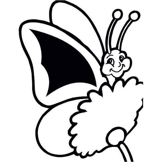 Butterfly on flower sand art template for kids.