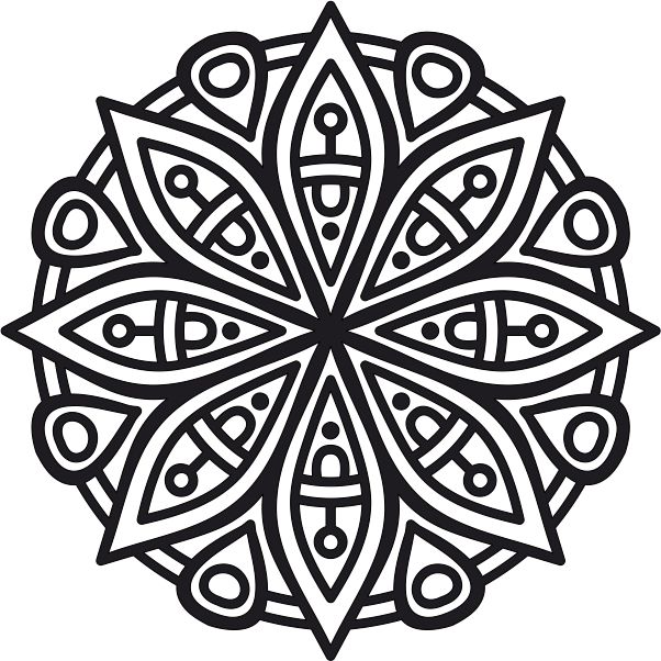 Mandala sand art template for creative coloring and crafting activities.