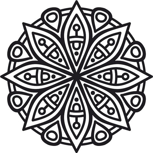 Mandala sand art template for creative coloring and crafting activities.