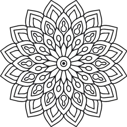 Mandala design template from sand art package for relaxation and creativity.