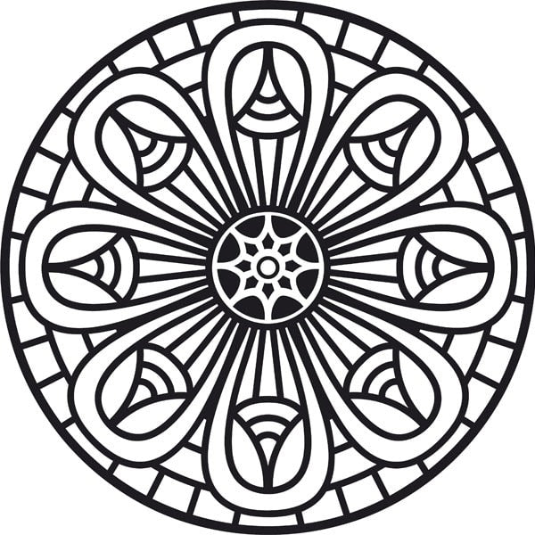 Mandala homokkép sablon fekete-fehér mintával.
