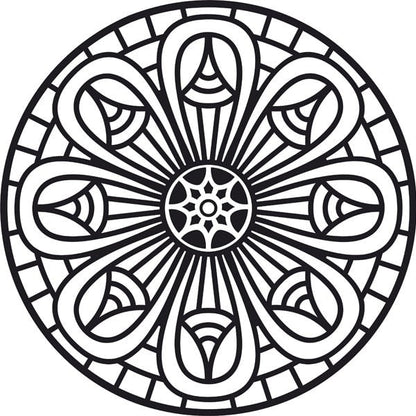 Mandala homokkép sablon fekete-fehér mintával.