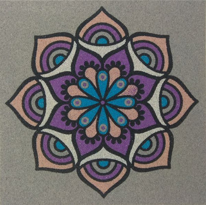 Colorful Mandala 5 sand art with intricate patterns.