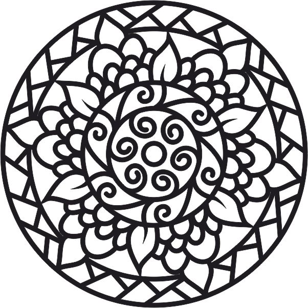 Mandala 6 design for sand art activity template.