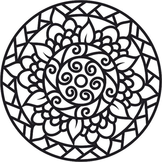 Mandala 6 design for sand art activity template.