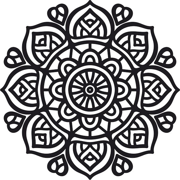 Mandala 8 homokkép black and white template with intricate patterns.