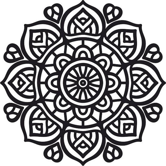 Mandala 8 homokkép black and white template with intricate patterns.