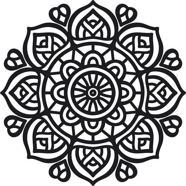 Mandala homokkép sablon fekete-fehér mintával.