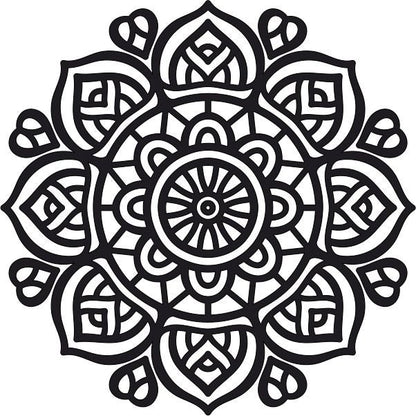 Mandala homokkép sablon fekete-fehér mintával.
