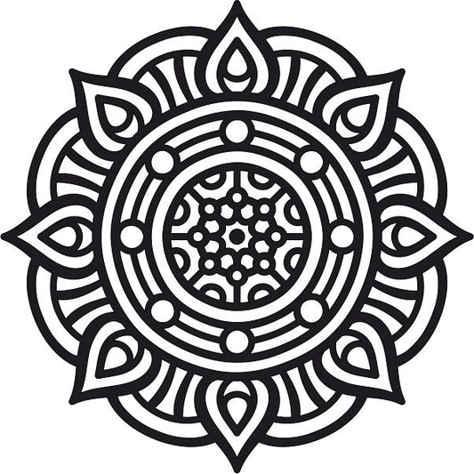 Mandala 9 sand art design template with intricate patterns for creative sand painting.