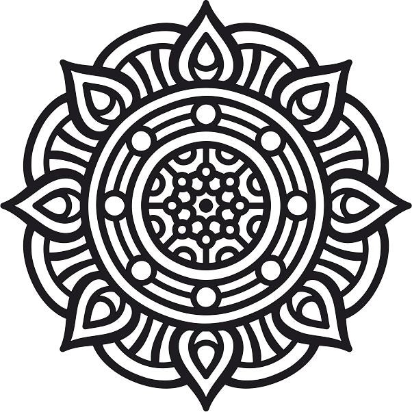 Mandala design template for sand painting in Mandala homokkép csomag set.