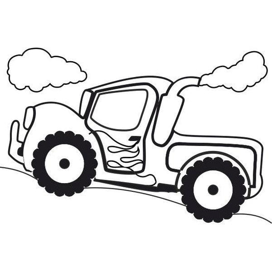 Pick-up homokkép sablon kreatív homokfestéshez gyerekeknek.