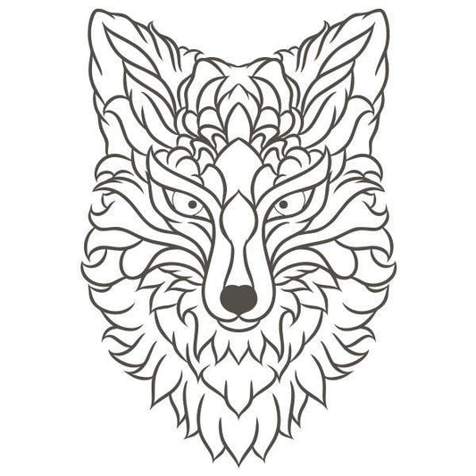 Ravasz róka intricate line art design.