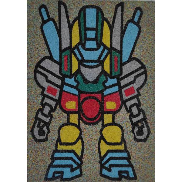 Colorful sand art depicting a robot design from the "Robot 2 homokkép" kit.