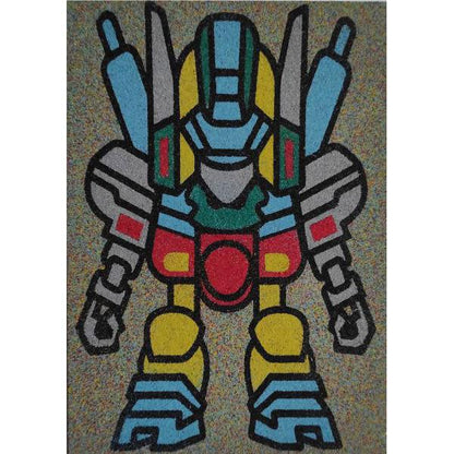 Colorful sand art depicting a robot design from the "Robot 2 homokkép" kit.