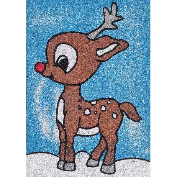 Rudolf homokkép elkészítéséhez sablonkép színes homokkal.