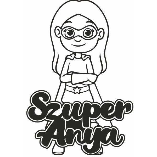 Szuper Anya homokkép sablon színezésre várva.