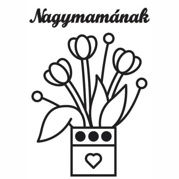 Tulipán nagymamának homokkép sablon gyerekeknek, homokfestés.