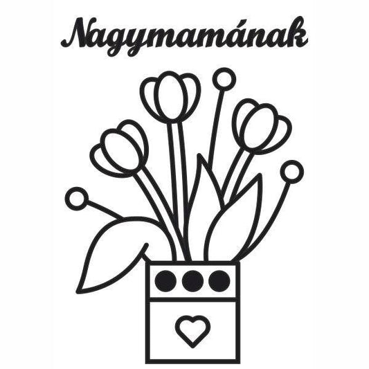 Tulipán nagymamának homokkép sablon gyerekeknek, homokfestés.