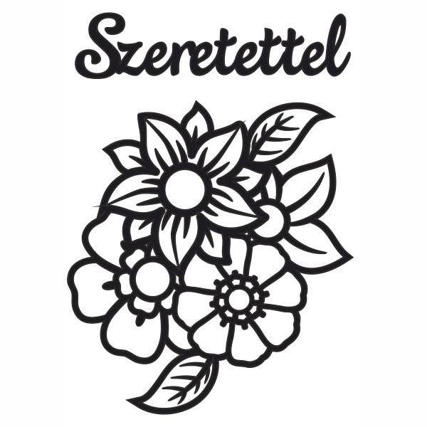 Új virágok szeretettel homokkép sablon kreatív homokfestéshez.