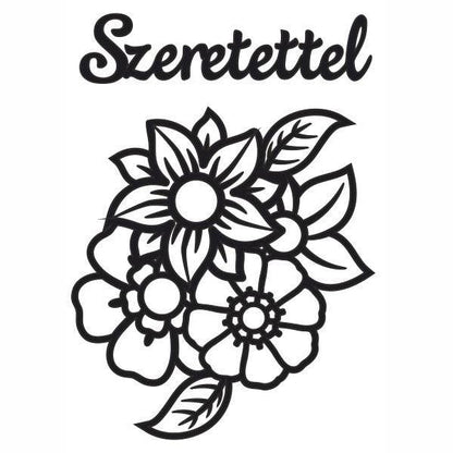 Új virágok szeretettel homokkép sablon kreatív homokfestéshez.