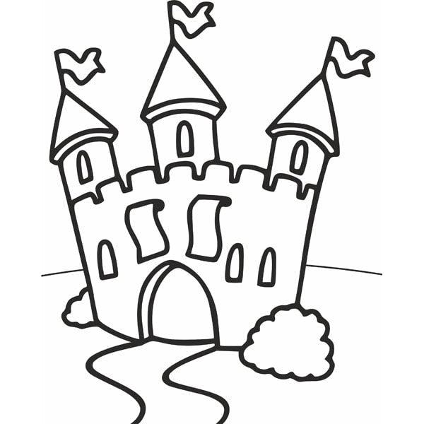 Castle sand art kit template for creative kids activity.