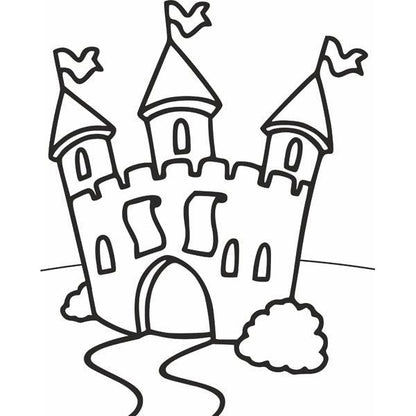 Castle sand art kit template for creative kids activity.