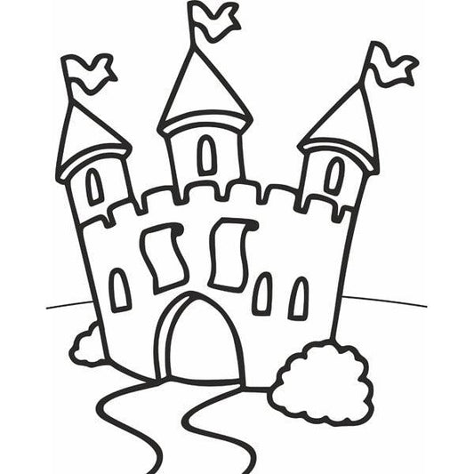 Castle sand art kit template for creative kids activity.